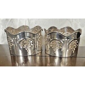 Towle Silverplate Wine Coaster or Candle Holder, 3” H x 4.5” W, EUC Set of Two